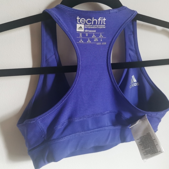 Adidas techfit Medium Compression climacool Purple Sports Bra in Size XS - Picture 5 of 10